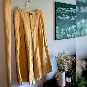 Cropped Wide Leg Trouser Pants with Pockets